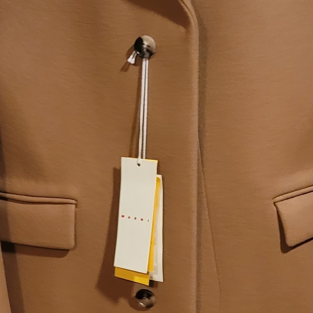 $3400 Marni Mens brown oversized long virgin wool coat jacket size 46